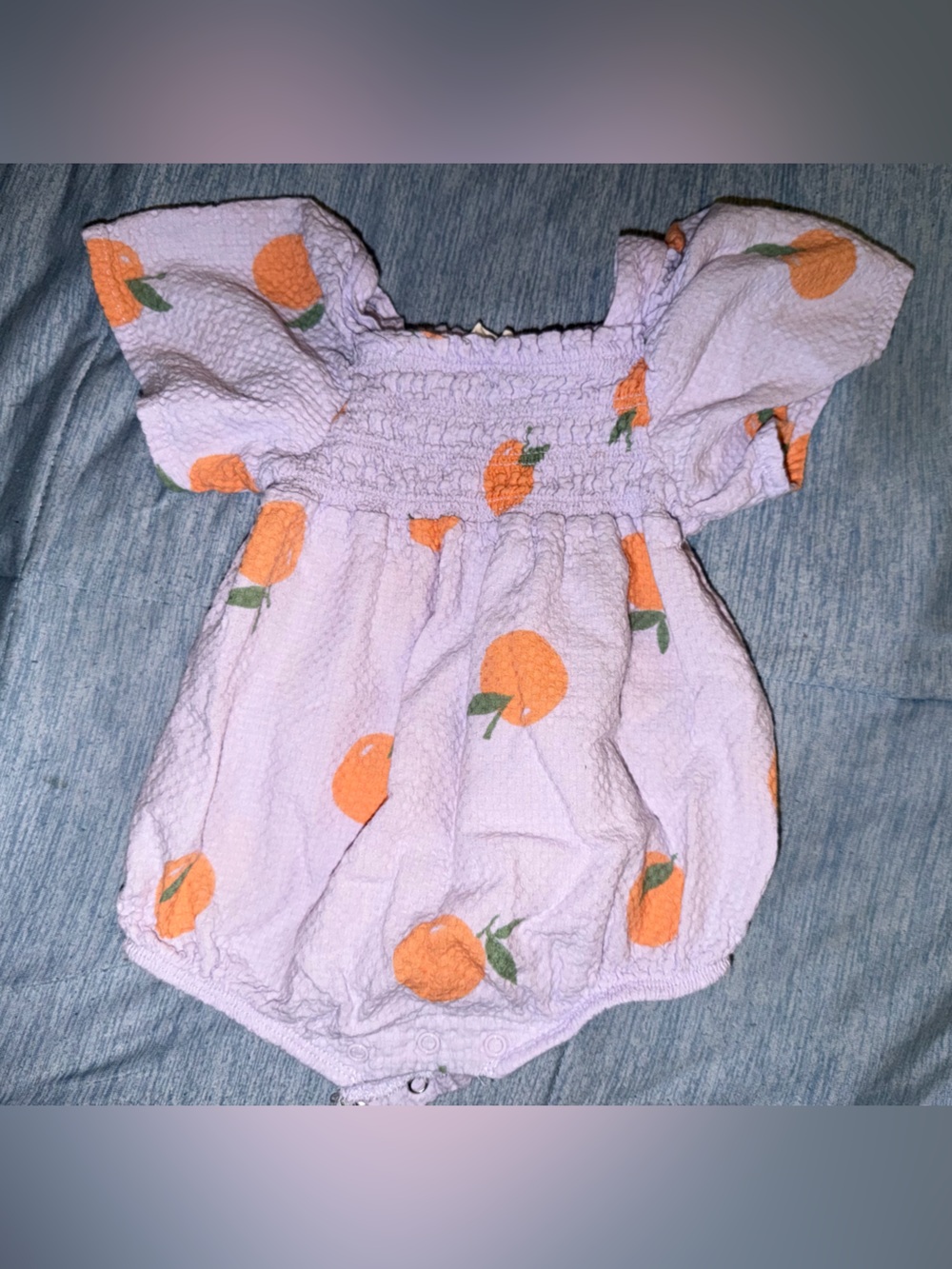 Baby Peach-Print Smocked Romper
